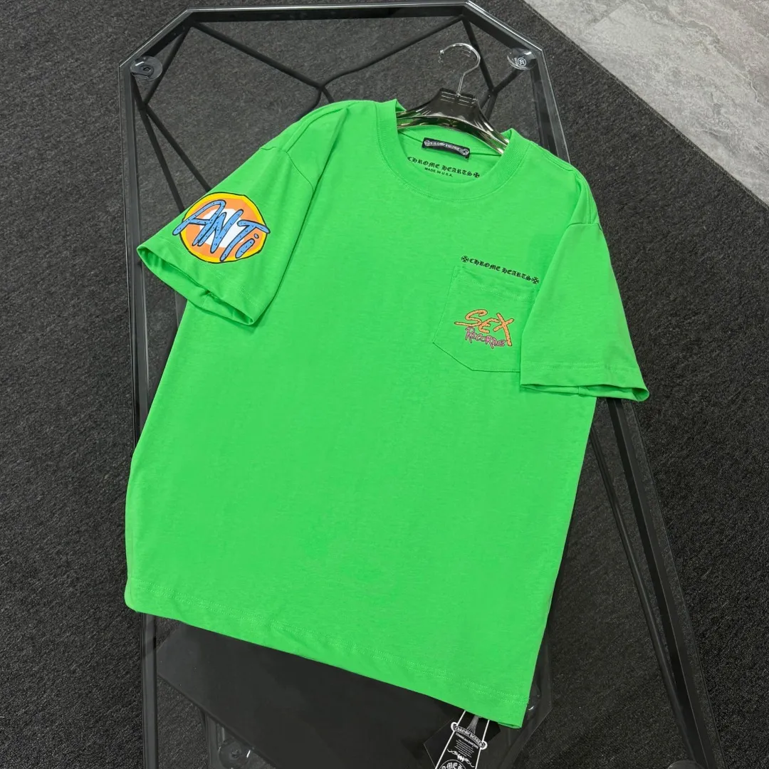 P180 Chrome Hearts 25 high version fabrics made of 300g high-density pure cotton, no deformation, no shrinkage, complete with three labels, same style for men and women, process: digital printing, color: white, black, green, SIZE: S-XL